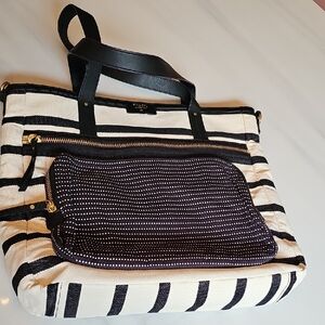 Fossil Black and White Canvas Tote Bag